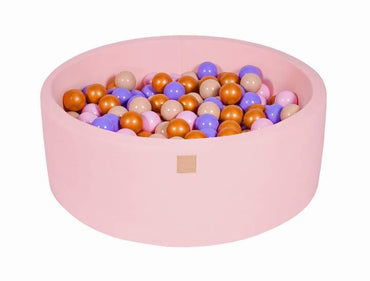 Ronde Ballenbak 200 ballen 90x30cm - Licht Roze Met roze, gouden, beige en lila ballen